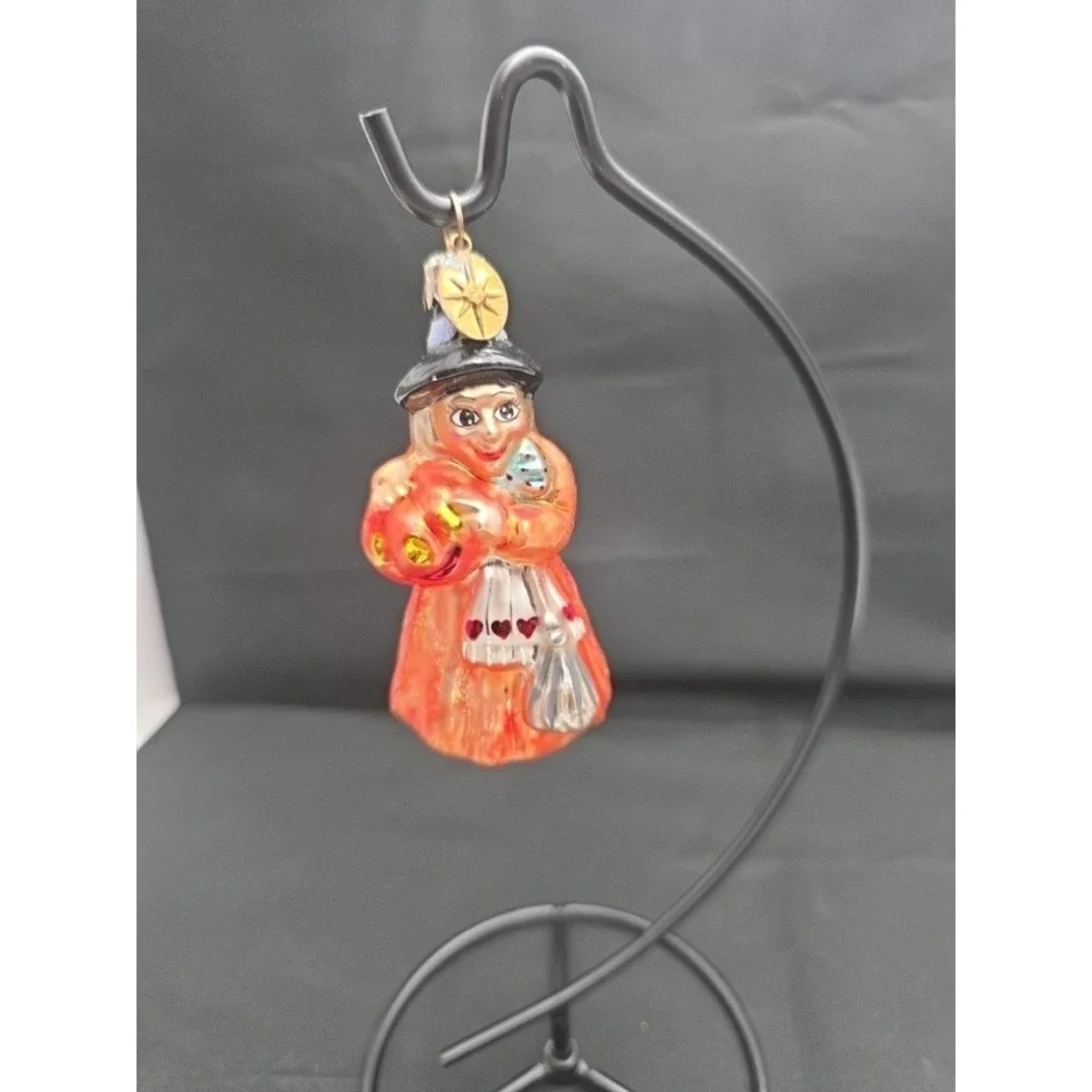 SIGNED 1998 Christopher Radko Agnes & Endora Little Gem Witch Pumpkin Ornament